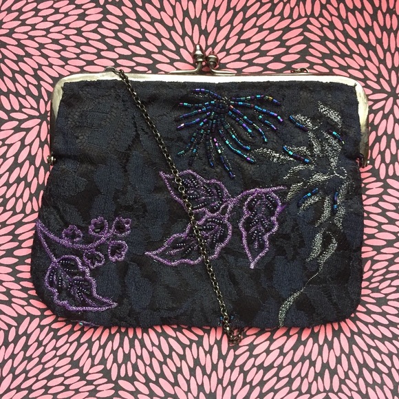 Navy Beaded Purse - Picture 2 of 4